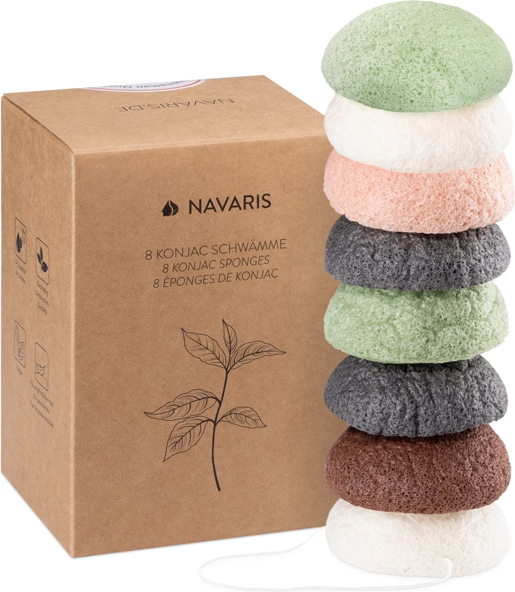 Navaris Set Van 8 Konjac Sponzen - Natuurlijke Sponzen Voor Gezichtsreiniging - Reinigt De Rijpe, Onzuivere, Droge, Gevoelige En Normale Huid - Vegan 3 Navaris Set Van 8 Konjac Sponzen - Natuurlijke Sponzen Voor Gezichtsreiniging - Reinigt De Rijpe, Onzuivere, Droge, Gevoelige En Normale Huid - Vegan