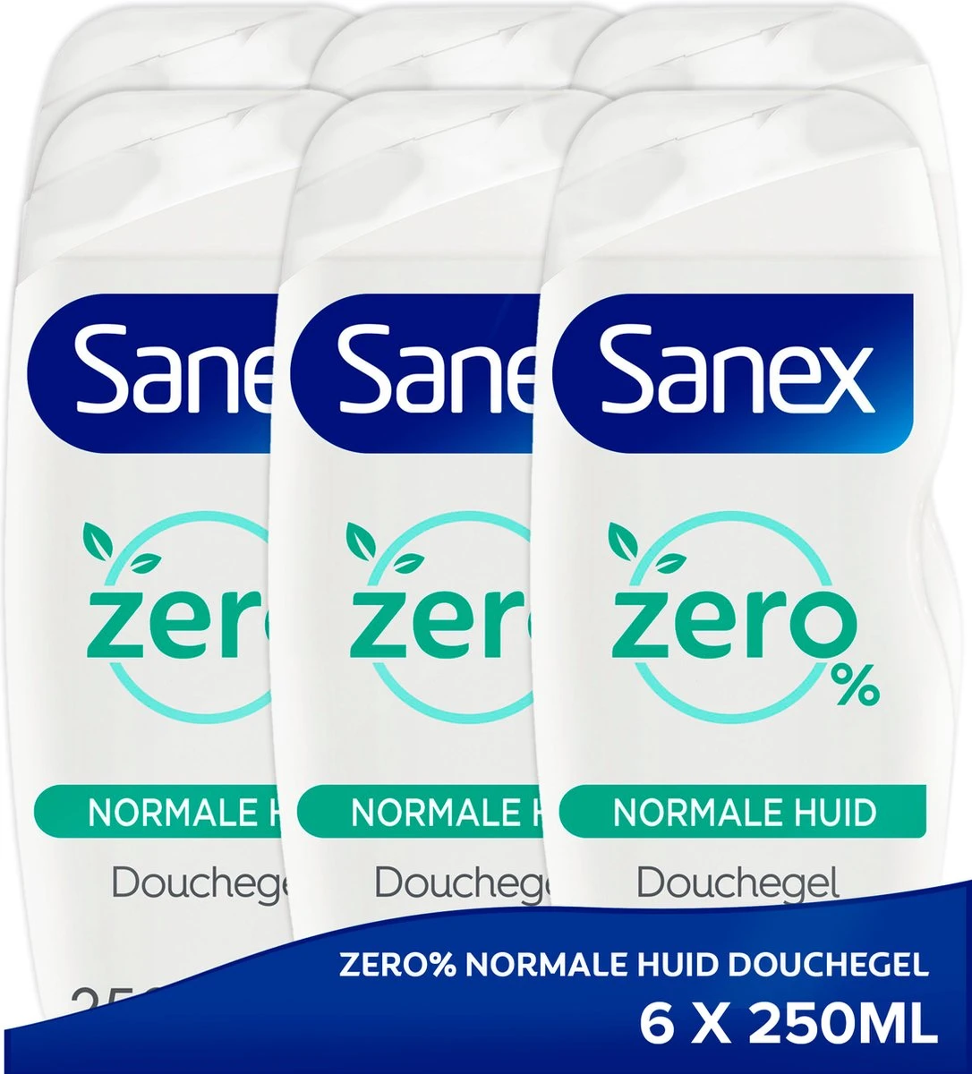 Sanex Zero% Normale Huid Douchegel - 6 X 250ml - Douchegel Voordeelverpakking 3 Sanex Zero% Normale Huid Douchegel - 6 X 250ml - Douchegel Voordeelverpakking