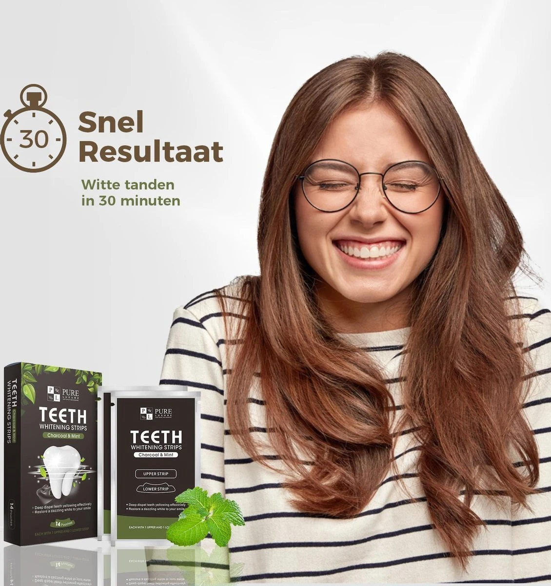 De Tanden Bleker - Pure Luxure - Professionele Tandenbleek Strips - 28 Strips - Teeth Whitening Strips - Wittere Tanden - Zonder Peroxide - Tanden Bleken 4 De Tanden Bleker - Pure Luxure - Professionele Tandenbleek Strips - 28 Strips - Teeth Whitening Strips - Wittere Tanden - Zonder Peroxide - Tanden Bleken - Afbeelding 2