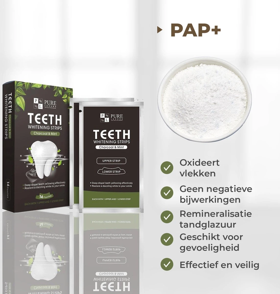 De Tanden Bleker - Pure Luxure - Professionele Tandenbleek Strips - 28 Strips - Teeth Whitening Strips - Wittere Tanden - Zonder Peroxide - Tanden Bleken 5 De Tanden Bleker - Pure Luxure - Professionele Tandenbleek Strips - 28 Strips - Teeth Whitening Strips - Wittere Tanden - Zonder Peroxide - Tanden Bleken - Afbeelding 3