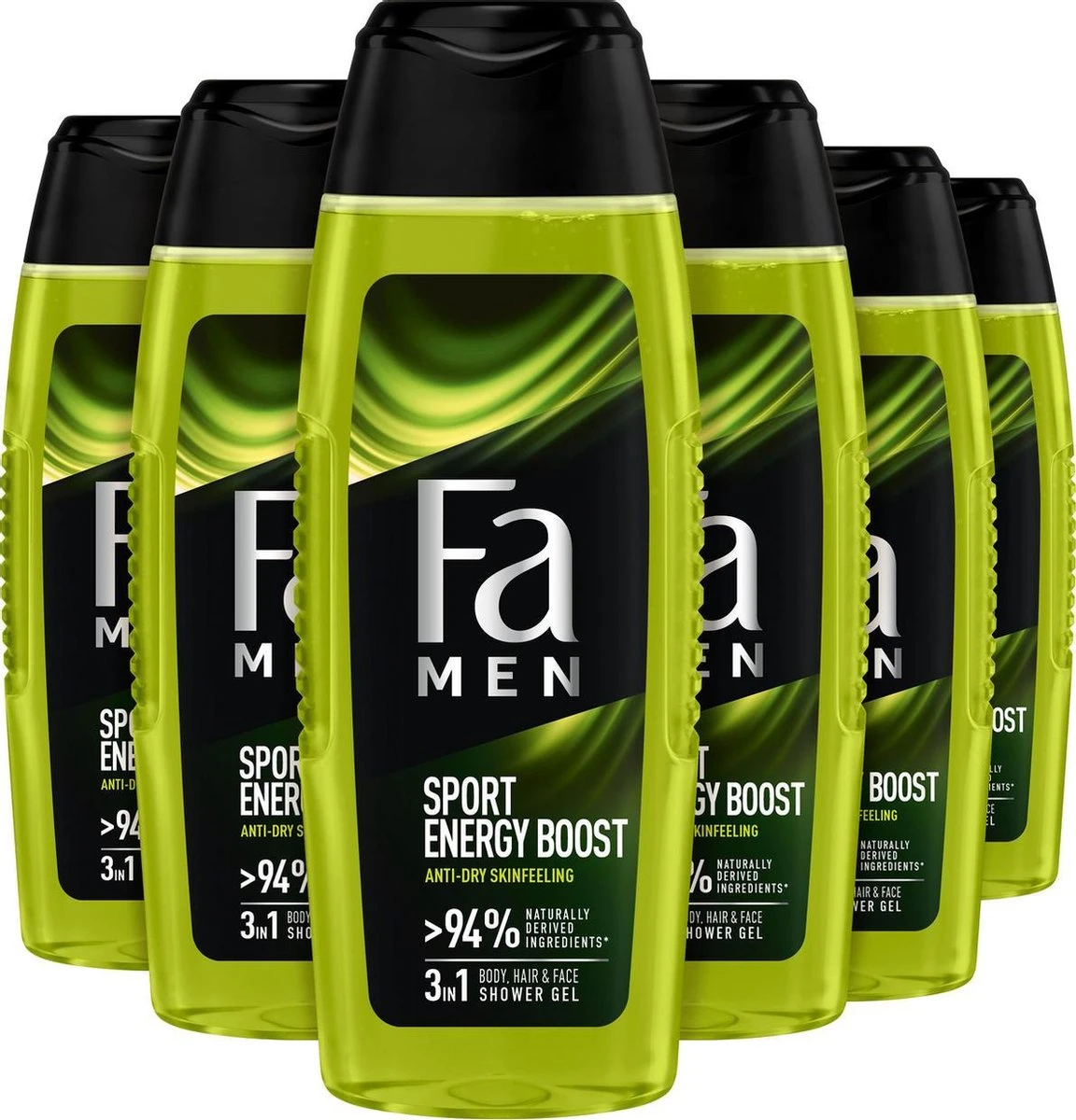 Fa Men Sport Energy Boost Douchegel 6x 250ml - Grootverpakking 3 Fa Men Sport Energy Boost Douchegel 6x 250ml - Grootverpakking