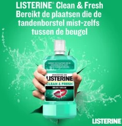 LISTERINE Clean & Fresh, Mondwater Met Essentiële Oliën En Fluoride, Zonder Alcohol, Bereikt De Plaatsen Die De Tandenborstel Mist – Zelfs Tussen De Beugel, 3 X 500 Ml -Lichaamsverzorging Winkel 1167x1200 3