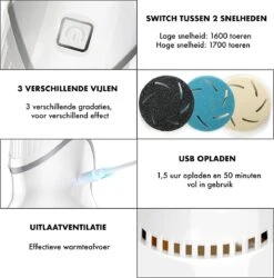 DynaBright Elektrische Eeltverwijderaar Met Stofzuigsysteem - Inc. 3 Vlijlschijven - 2 Standen - Voetvijl - Eeltvijl - Eelt Verwijderaar -USB Oplaadbaar - Geïntegreerde Zuigfunctie -Lichaamsverzorging Winkel 1186x1200