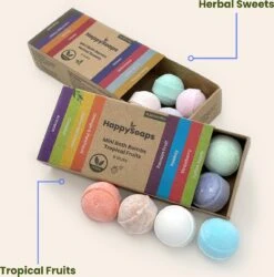 HappySoaps Mini Bath Bombs - Tropical Fruits - 8 Bruisballen In Verschillende Tropische Geuren - 100% Plasticvrij, Vegan & Natuurlijk -Lichaamsverzorging Winkel 1187x1200 4