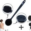 Blubs® – Badborstel – Dry Brush – Rug Scrubber – Lichaamsborstel – Rugborstel Douche Met Steel – Huidborstel – Doucheborstel – Bad- & Doucheaccessoires – Badborstel Met Steel – Doucheborstel Rugborstel – Siliconen Borstel – Massage – Zwart