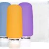 TRVLMORE Silicone Reisflesjes - Navulbaar - Handbagage - 100 ML - 3 Stuks - Oranje/Paars/Blauw -Lichaamsverzorging Winkel 1200x1042 1
