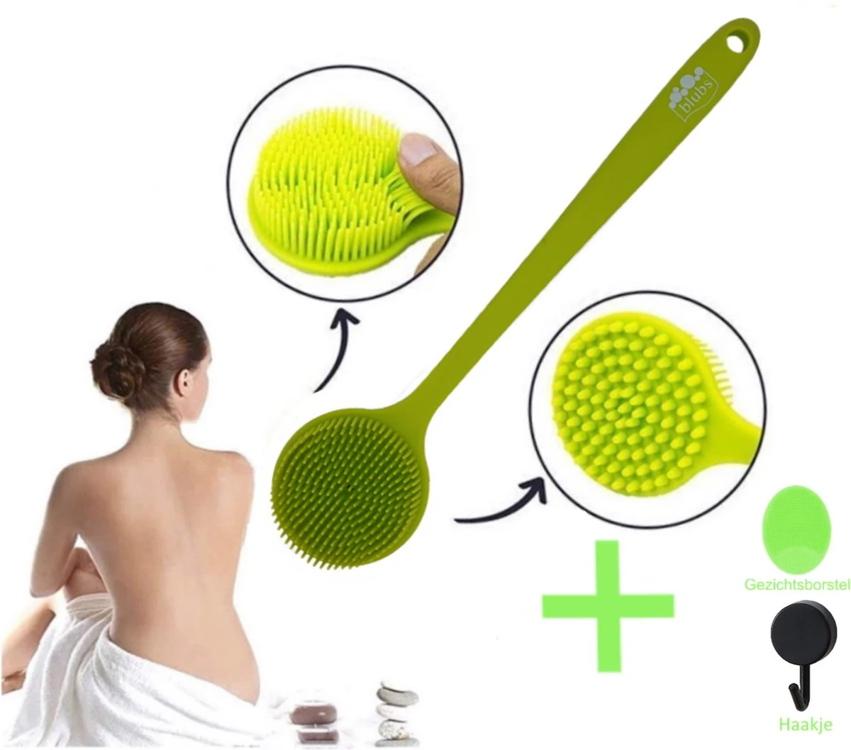 Blubs® – Badborstel – Dry Brush – Rug Scrubber – Lichaamsborstel – Rugborstel Douche Met Steel – Huidborstel – Rugborstel Kunststof – Badborstel Met Steel – Doucheborstel Met Steel – Siliconen Borstel – Droogborstel – Massage – Groen 3 Blubs® – Badborstel – Dry Brush – Rug Scrubber – Lichaamsborstel – Rugborstel Douche Met Steel – Huidborstel – Rugborstel Kunststof – Badborstel Met Steel – Doucheborstel Met Steel – Siliconen Borstel – Droogborstel – Massage – Groen