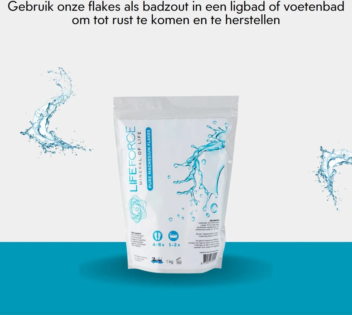 Lifeforce Magnesium Vlokken / Flakes / Badzout (1 Kg) | Puur Zechstein - Magnesiumchloride 100% Natuurlijk En Zuiver 4 Lifeforce Magnesium Vlokken / Flakes / Badzout (1 Kg) | Puur Zechstein - Magnesiumchloride 100% Natuurlijk En Zuiver - Afbeelding 2