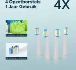 Bintoi® ISonic Pro Series D700 - Elektrische Tandenborstel - Ultra Whitening - 1 Handvat En 4 Opzetborstels - Oplaadbaar - Veilig Voor Douche - Gratis Reisetui - Wit -Lichaamsverzorging Winkel 1200x1108 7