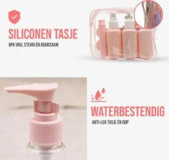 Reisflesjes Set 9-delig - Reisset - Reisflesjes Handbagage - Reis Toilettas - Reisflacons - Vliegtuig - Navulbare Reisflesjes - Roze -Lichaamsverzorging Winkel 1200x1135 3
