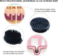 Blubs® – Badborstel – Dry Brush – Rug Scrubber – Lichaamsborstel – Rugborstel Douche Met Steel – Huidborstel – Doucheborstel – Bad- & Doucheaccessoires – Badborstel Met Steel – Doucheborstel Rugborstel – Siliconen Borstel – Massage – Zwart -Lichaamsverzorging Winkel 1200x1142 7
