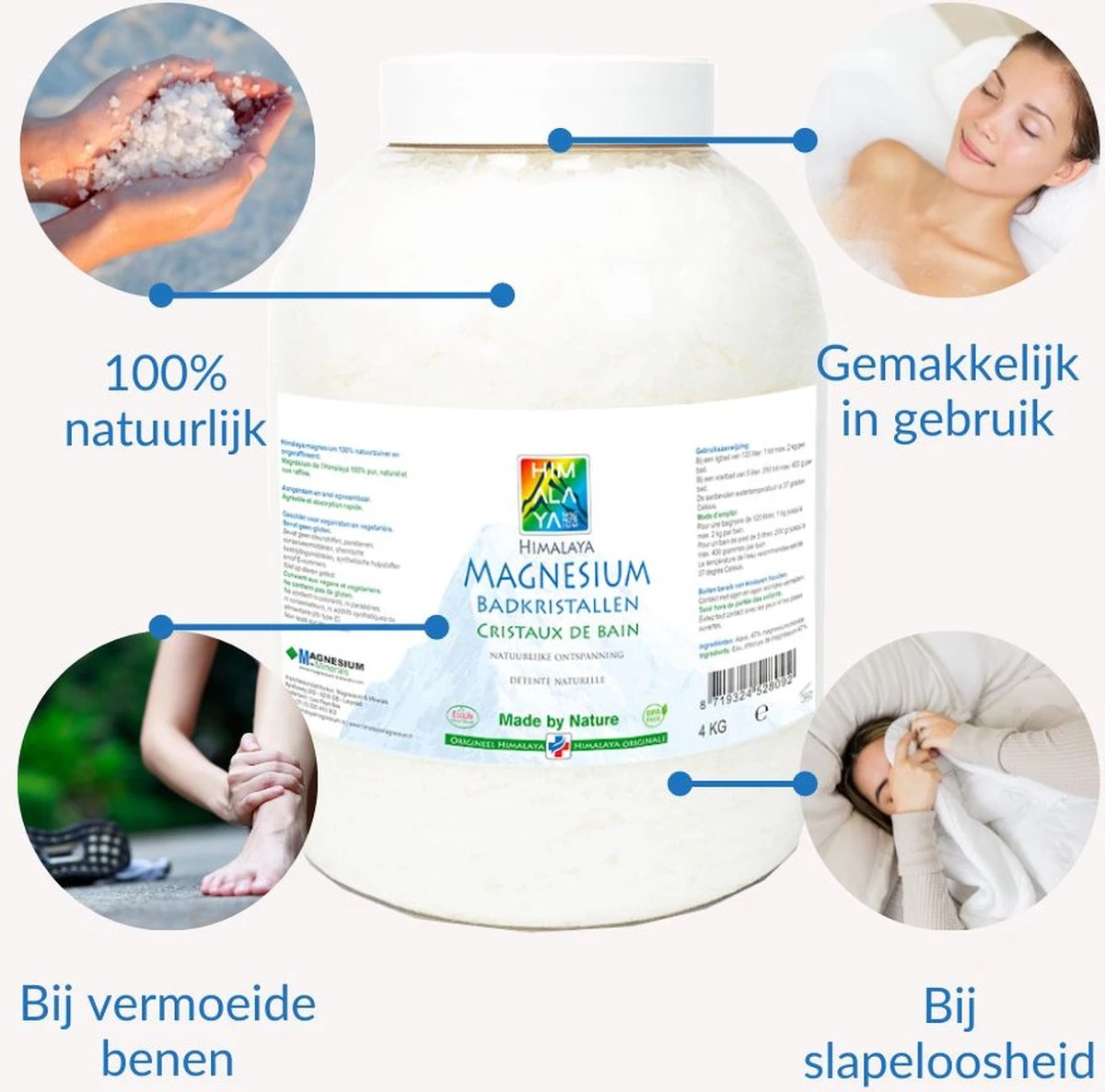 Magnesium Badkristallen-Vlokken-Flakes Van Himalaya Magnesium| 2,5 Kg - Food Kwaliteit | Magnesium Voetbadzout 4 Magnesium Badkristallen-Vlokken-Flakes Van Himalaya Magnesium| 2,5 Kg - Food Kwaliteit | Magnesium Voetbadzout - Afbeelding 2