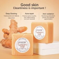 LIYALAN | Turmeric Soap | Kurkuma Zeep | 100% Natuurlijk | Gezichtsreiniging | Lichaamsreiniging | Body Wash | Handzeep | Douchezeep -Lichaamsverzorging Winkel 1200x1196 7