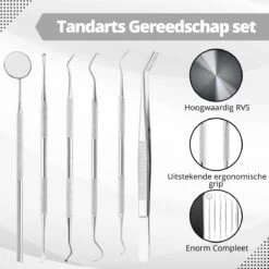 AdroitGoods 7 Delige RVS Tandarts Setje - Incl Haakje En Spiegel - Tandenstokers - Tandplak - Gebit Verzorging Setje -Lichaamsverzorging Winkel 1200x1200 1307