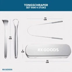 RX Goods RVS Tongschraper Voor Mondverzorging – 4 Stuks – Tongreiniger, Tongborstel & Tong Schraper – Duurzaam & Herbruikbaar -Lichaamsverzorging Winkel 1200x1200 1327