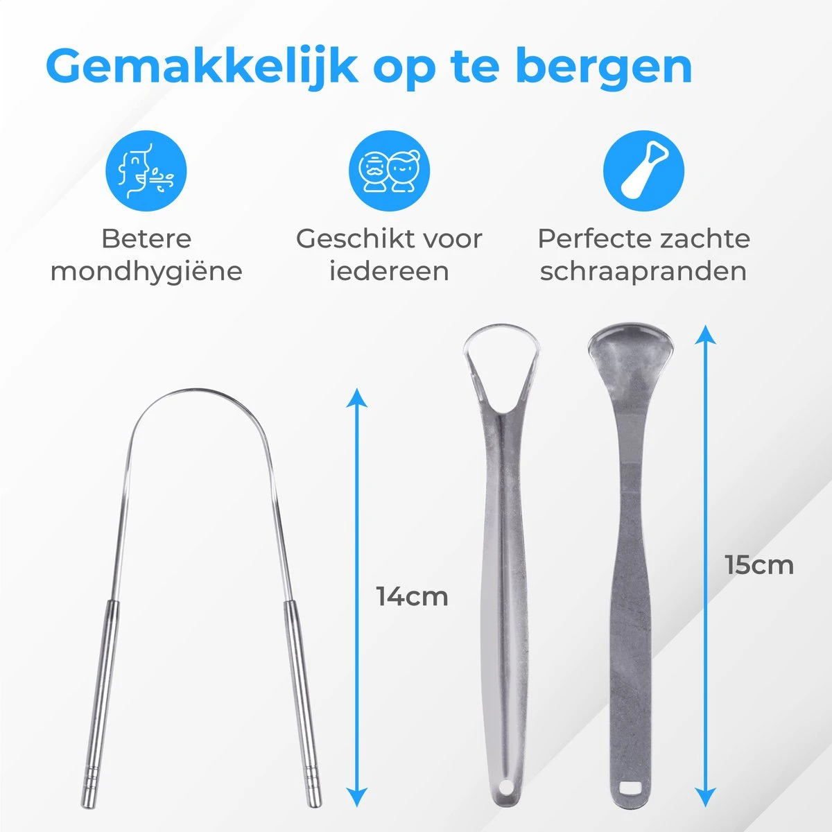 Nuvance - Professionele Tongschraper - 3 In 1 Set - Voor Mondverzorging - Tongreiniger - Tong Schraper - Tongue Scraper - RVS 9 Nuvance - Professionele Tongschraper - 3 In 1 Set - Voor Mondverzorging - Tongreiniger - Tong Schraper - Tongue Scraper - RVS - Afbeelding 7