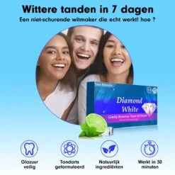 Diamond White - Teeth Whitening Strips - 28x Strips - Zonder Peroxide (0%) - Tandenbleekset - Tandenbleek Strips – Mint -Lichaamsverzorging Winkel 1200x1200 1416