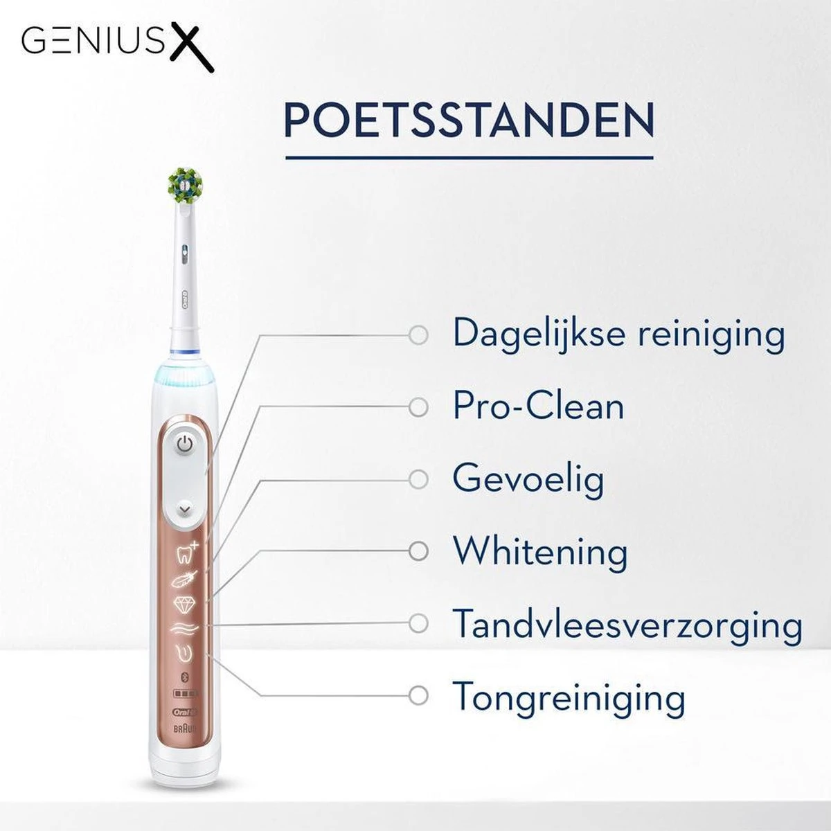 Oral B Oral-B Genius X Elektrische Tandenborstel Rosegold 4 Oral B Oral-B Genius X Elektrische Tandenborstel Rosegold - Afbeelding 2