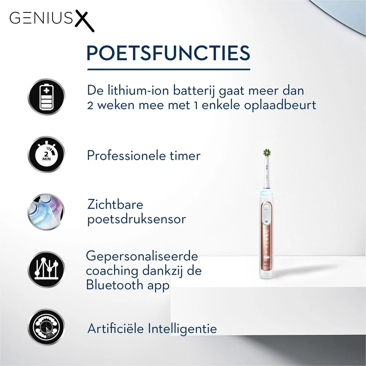 Oral B Oral-B Genius X Elektrische Tandenborstel Rosegold 8 Oral B Oral-B Genius X Elektrische Tandenborstel Rosegold - Afbeelding 6
