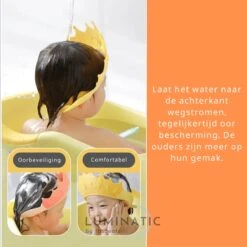 Baby Douchemuts - Baby Douche Kapje - Douchekapje Kind - Baby Douche Hoed - Badmuts Kinderen - Baby Douche Cap - Badmuts Kind - Shower Cap - Douche Muts | Luminatic® | Geel -Lichaamsverzorging Winkel 1200x1200 730