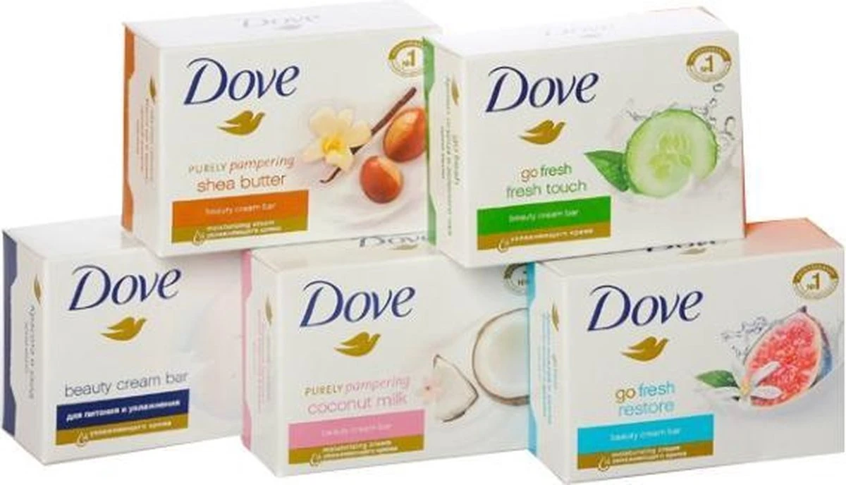 Dove Zeep - MIX - Voordeelverpakking - Dove Cream Bar Original / Dove Go Fresh Komkommer / Dove Go Fresh Revive / Dove Purely Pampering Sheabutter&Vanille / Dove Coconut Milk 3 Dove Zeep - MIX - Voordeelverpakking - Dove Cream Bar Original / Dove Go Fresh Komkommer / Dove Go Fresh Revive / Dove Purely Pampering Sheabutter&Vanille / Dove Coconut Milk