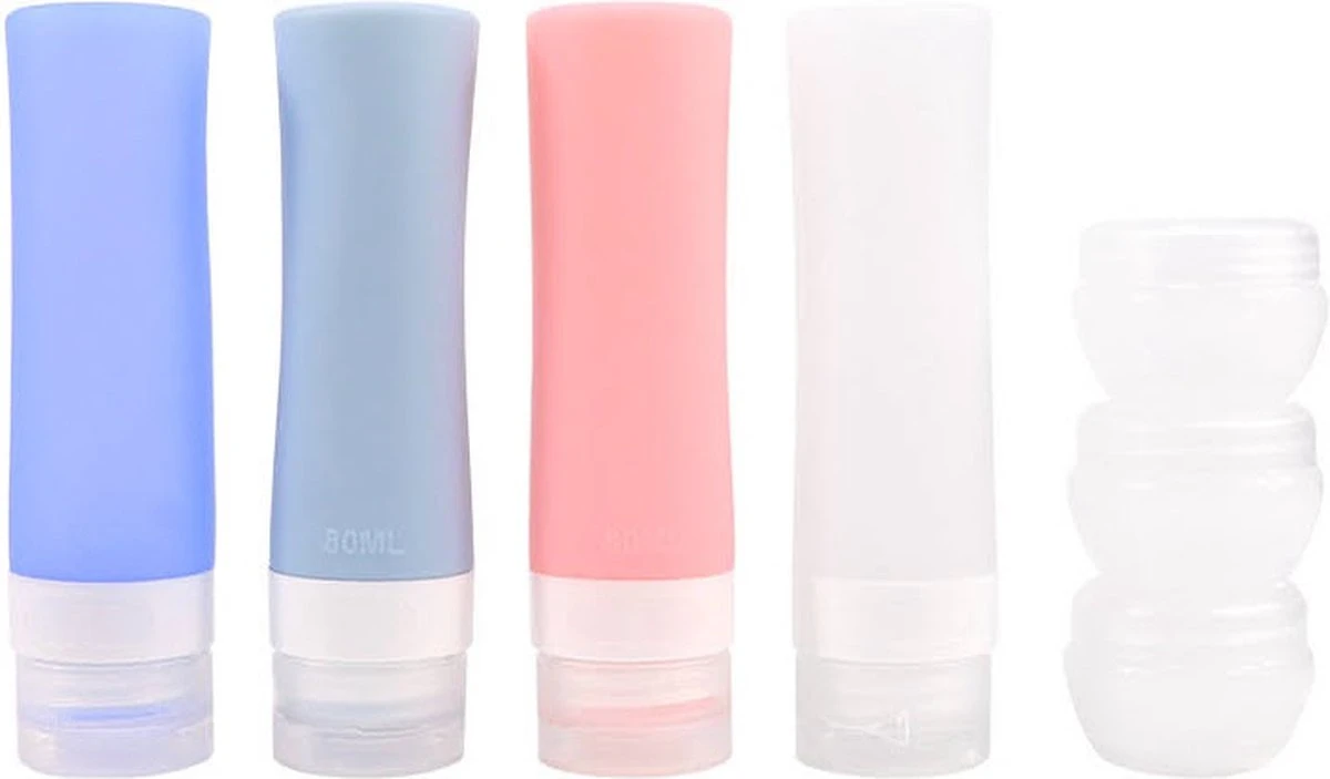Merkloos Reisverpakking – Navulbare Silicone Reisflesjes Incl. Reispotjes En Doorzichtige Toilettas – Reisset Met Reisflacons & Cosmetica Potjes - Vliegtuig Handbagage Set –– 7 Stuks In Etui –80ML En 20ML - Reisaccessoires 7 Merkloos Reisverpakking – Navulbare Silicone Reisflesjes Incl. Reispotjes En Doorzichtige Toilettas – Reisset Met Reisflacons & Cosmetica Potjes - Vliegtuig Handbagage Set –– 7 Stuks In Etui –80ML En 20ML - Reisaccessoires - Afbeelding 5