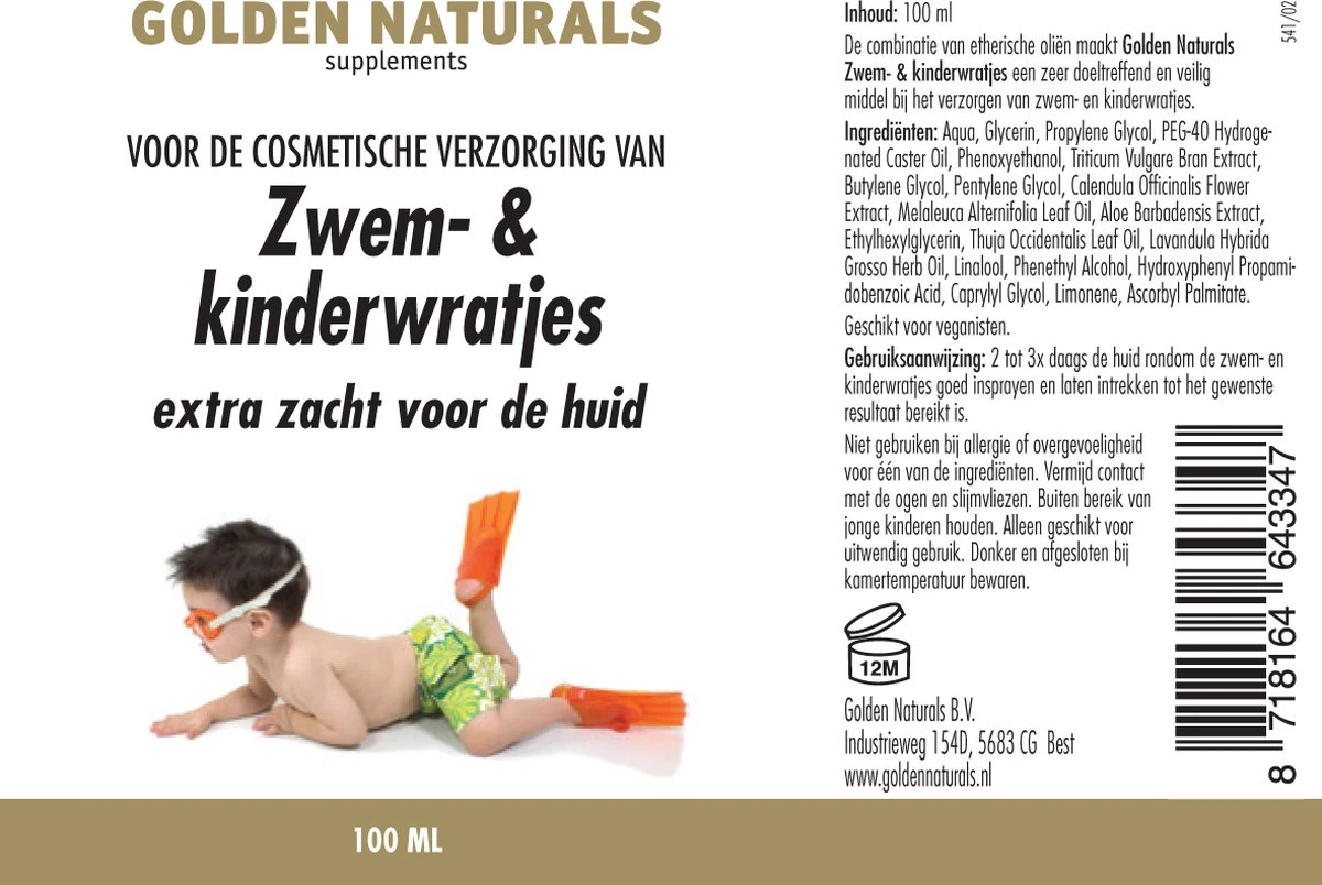 Golden Naturals Zwem- & Kinderwratjes (100 Milliliter) 4 Golden Naturals Zwem- & Kinderwratjes (100 Milliliter) - Afbeelding 2