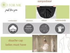 1FORME Douchemuts Dames Zero Waste – Droog Haar Thuis / Vakantie – Douchekap Satijn / PE Zwart -Lichaamsverzorging Winkel 1200x902 1