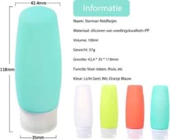 STARMAN Reisflesjes Set - Siliconen - Reisflacons - Handbagage - 100ml - 4 Stuks -Lichaamsverzorging Winkel 1200x989 1