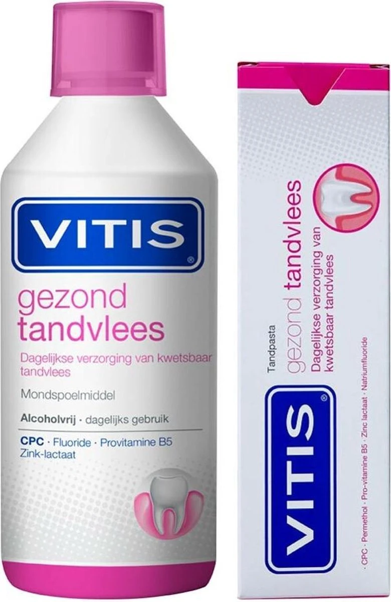 Vitis Gingival Tandpasta + Mondwater (gezond Tandvlees) - Voordeelpakket 3 Vitis Gingival Tandpasta + Mondwater (gezond Tandvlees) - Voordeelpakket