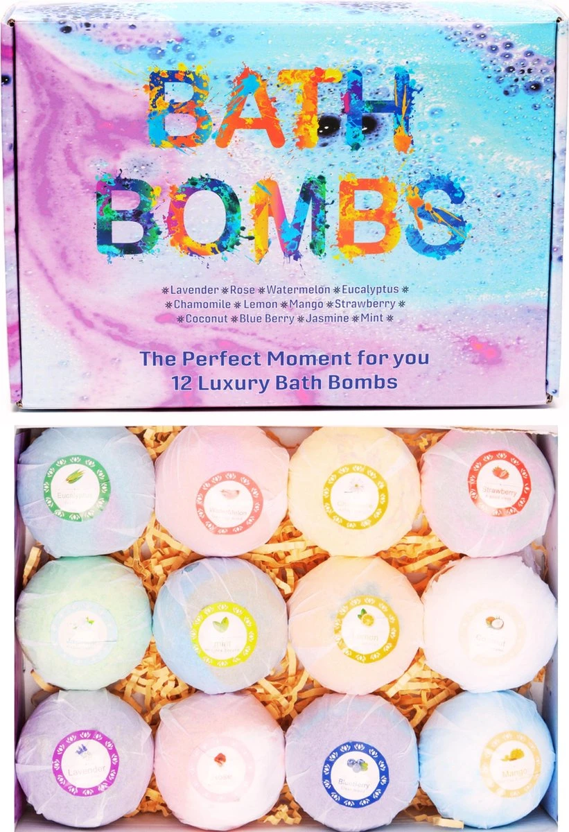 Bruisballen - Bruisballen Voor Bad - Kind - 12 Stuks - XXL Formaat - 12 Verschillende Geuren - 100 Gram