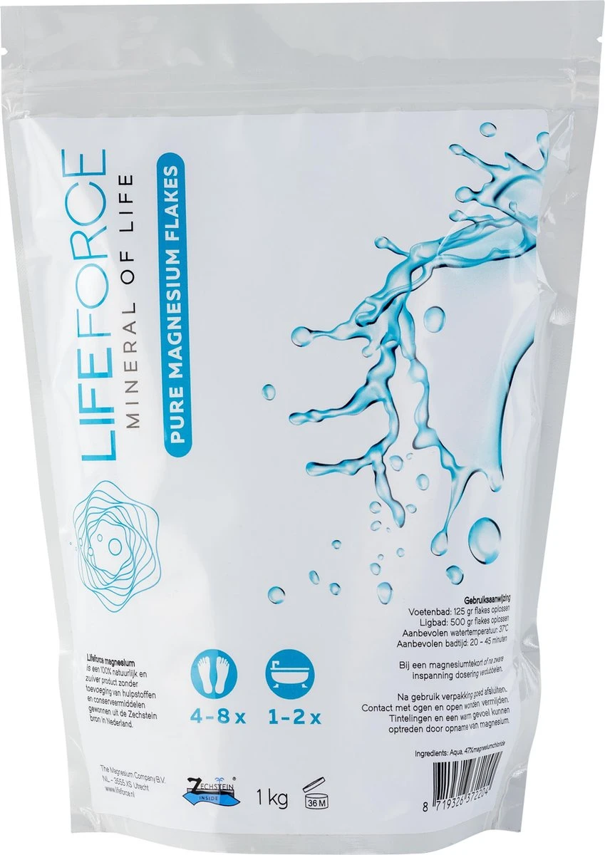Lifeforce Magnesium Vlokken / Flakes / Badzout (1 Kg) | Puur Zechstein - Magnesiumchloride 100% Natuurlijk En Zuiver 3 Lifeforce Magnesium Vlokken / Flakes / Badzout (1 Kg) | Puur Zechstein - Magnesiumchloride 100% Natuurlijk En Zuiver