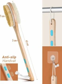 Fesio Lichaamsborstel Met Lange Steel - Dubbelzijdig - Dry Brushing Rugborstel/Badborstel/Doucheborstel/Huidborstel - 43 Cm -Lichaamsverzorging Winkel 882x1200