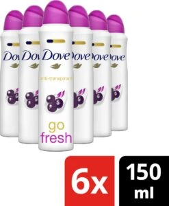 Dove Go Fresh Acai Berry & Waterlily Deodorant Spray Antitranspirant - 6 X 150 Ml - Voordeelverpakking -Lichaamsverzorging Winkel 988x1200 2